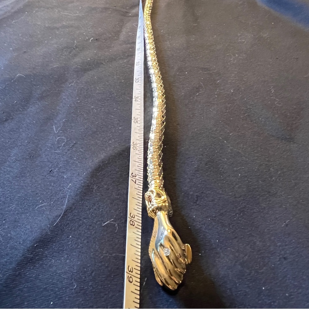 Vintage Mesh Snake Belt Necklace DL Auld Silver Hand Clasp 39” - Picture 8 of 12